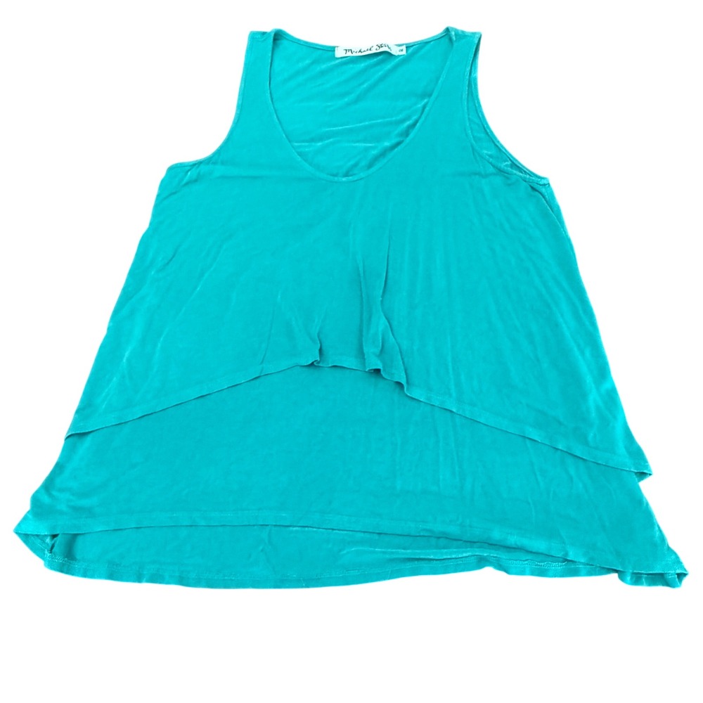 Michael Stars Teal Green Layered High Low Tank Top OS Style 2303 Made in USA